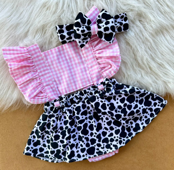Vaquinha Xadrez Rosa Romper
